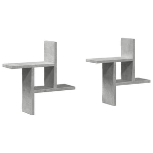 Vägghyllor 2 st betonggrå 38x12x38 cm konstruerat trä