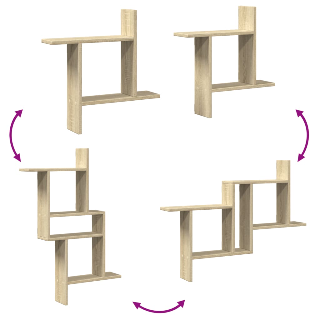Vägghyllor 2 st sonoma-ek 50x12x50 cm konstruerat trä