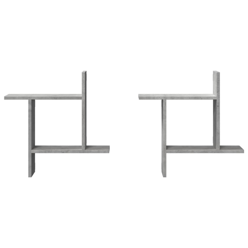Vägghyllor 2 st betonggrå 50x12x50 cm konstruerat trä