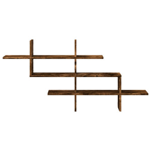 Vägghylla rökfärgad ek 124,5x18x60,5 cm konstruerat trä