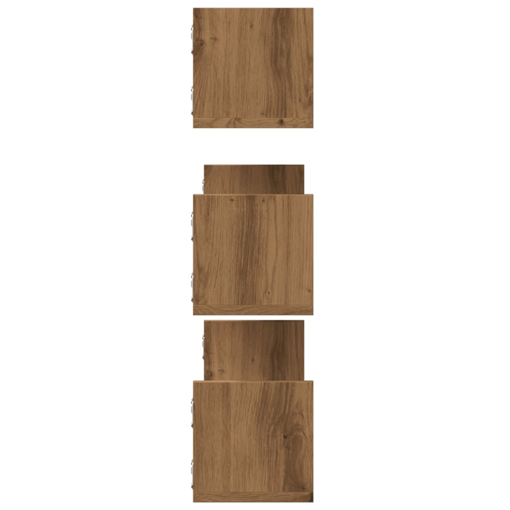 Vägghyllor 3 st ek 80x18x18 cm konstruerat trä