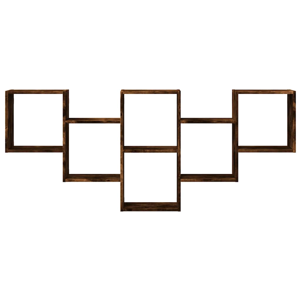 Vägghylla rökfärgad ek 159x18x66 cm konstruerat trä