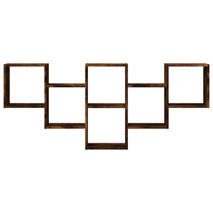 Vägghylla rökfärgad ek 159x18x66 cm konstruerat trä