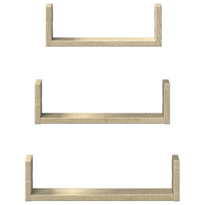 Vägghylla 3 st sonoma ek konstruerat trä