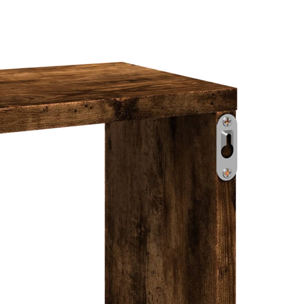 Vägghylla rökfärgad ek 167,5x18x68 cm konstruerat trä