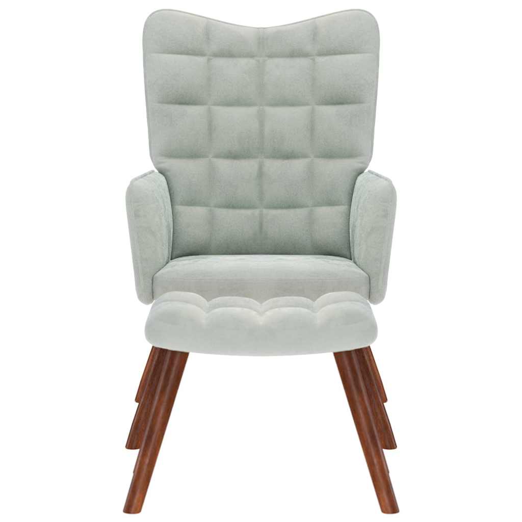 Avslappningsfåtölj med pall ljusgrå sammet