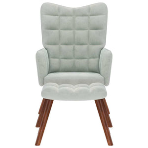 Avslappningsfåtölj med pall ljusgrå sammet