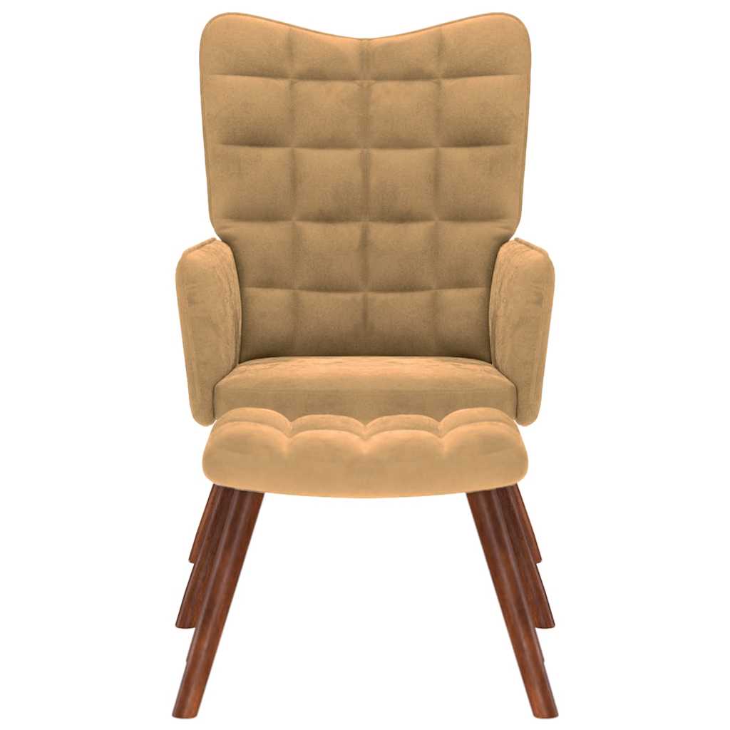 Vilstol med fotpall brun sammet