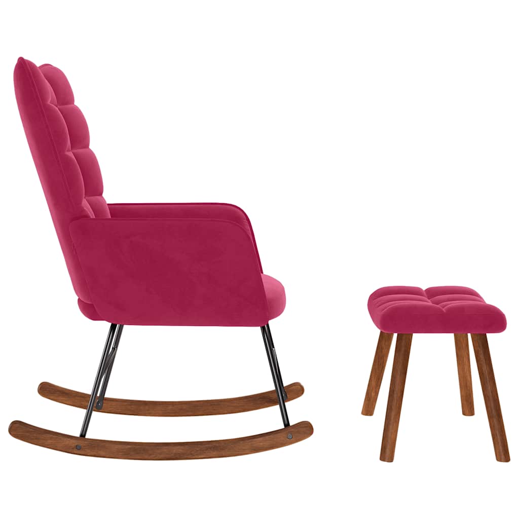 Gungstol med pall vinröd sammet