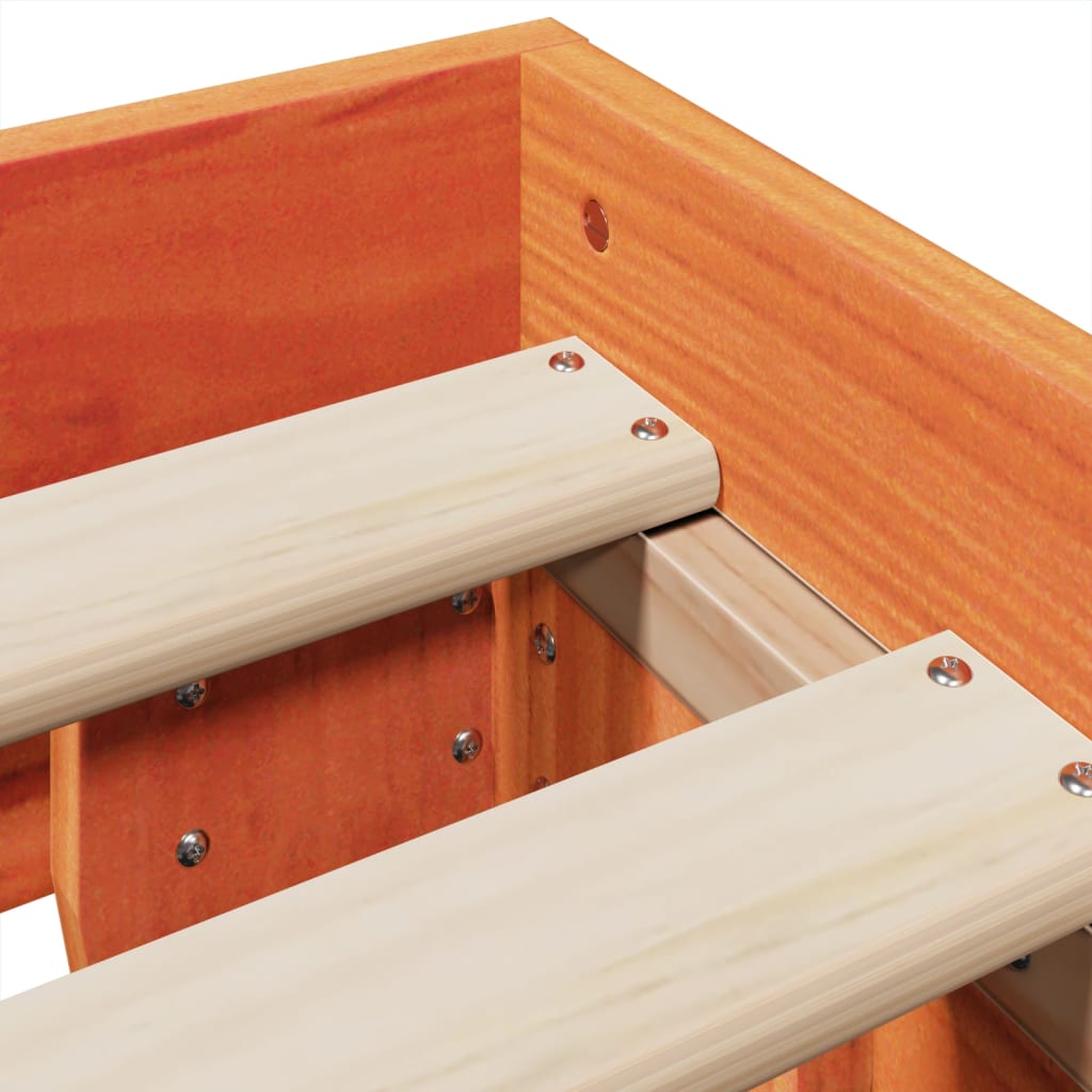 Sängram utan madrass vaxbrun 135x190 cm massiv furu