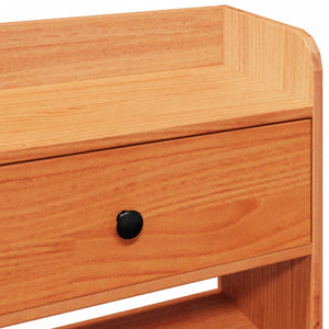 Huvudgavel med förvaring vaxbrun 135 cm massiv furu