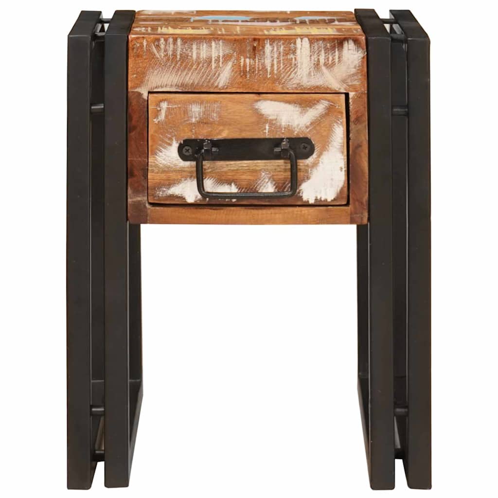 Sidobord med låda 30 x 30 x 40 cm Solid återvunnen trä