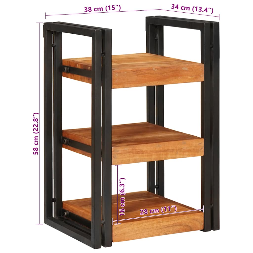 Sängbord Brun och svart 38 x 33 x 58 cm Massivt Trä Akacia