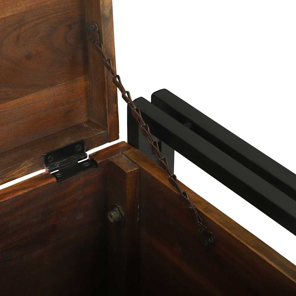 Förvaringslåda Brun och svart 40 x 40 x 40 cm Massivt Akaciaträ