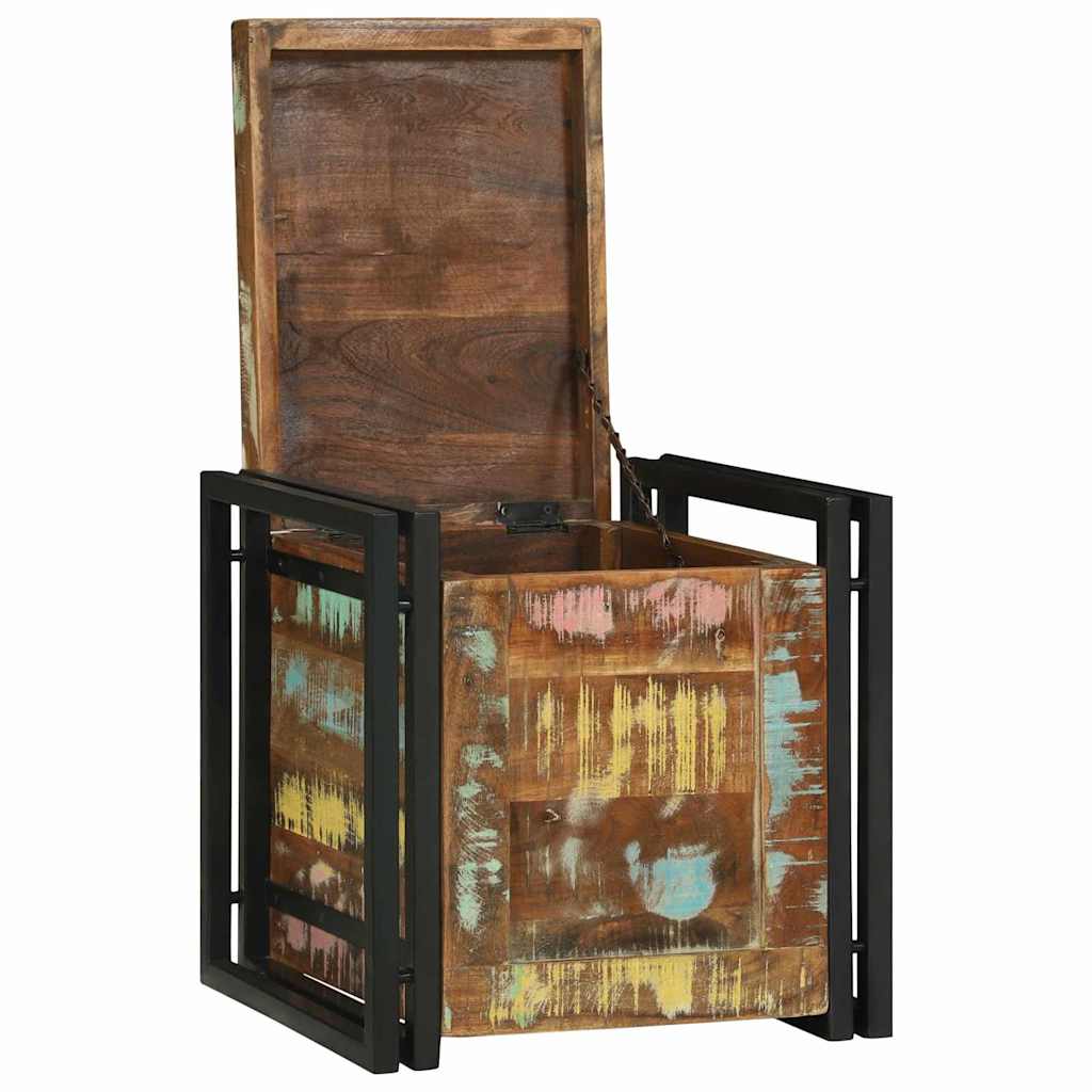 Förvaringslåda Brun och svart 40 x 40 x 40 cm Massivt Akaciaträ