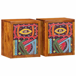 Nattduksbord 2 pcs Brun 35 x 30 x 40 cm Massivt Akaciaträ