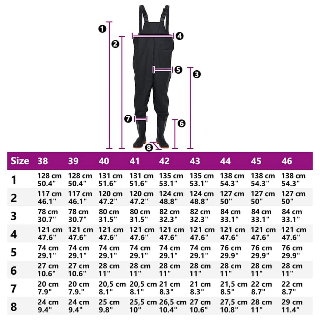 Vadarbyxor med stövlar svart strl. 43