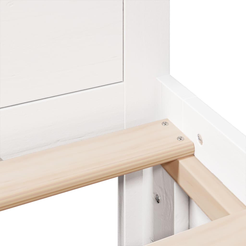Sängram utan madrass med huvudgavel vit 180x200 cm massiv furu