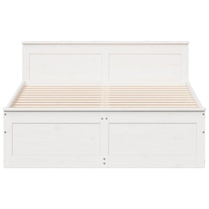 Sängram utan madrass med huvudgavel vit 140x190 cm massiv furu