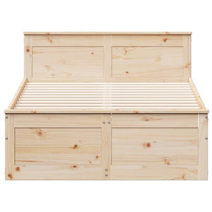 Sängram utan madrass med huvudgavel 135x190 cm massiv furu