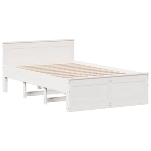 Sängram utan madrass med huvudgavel vit 120x190 cm massiv furu