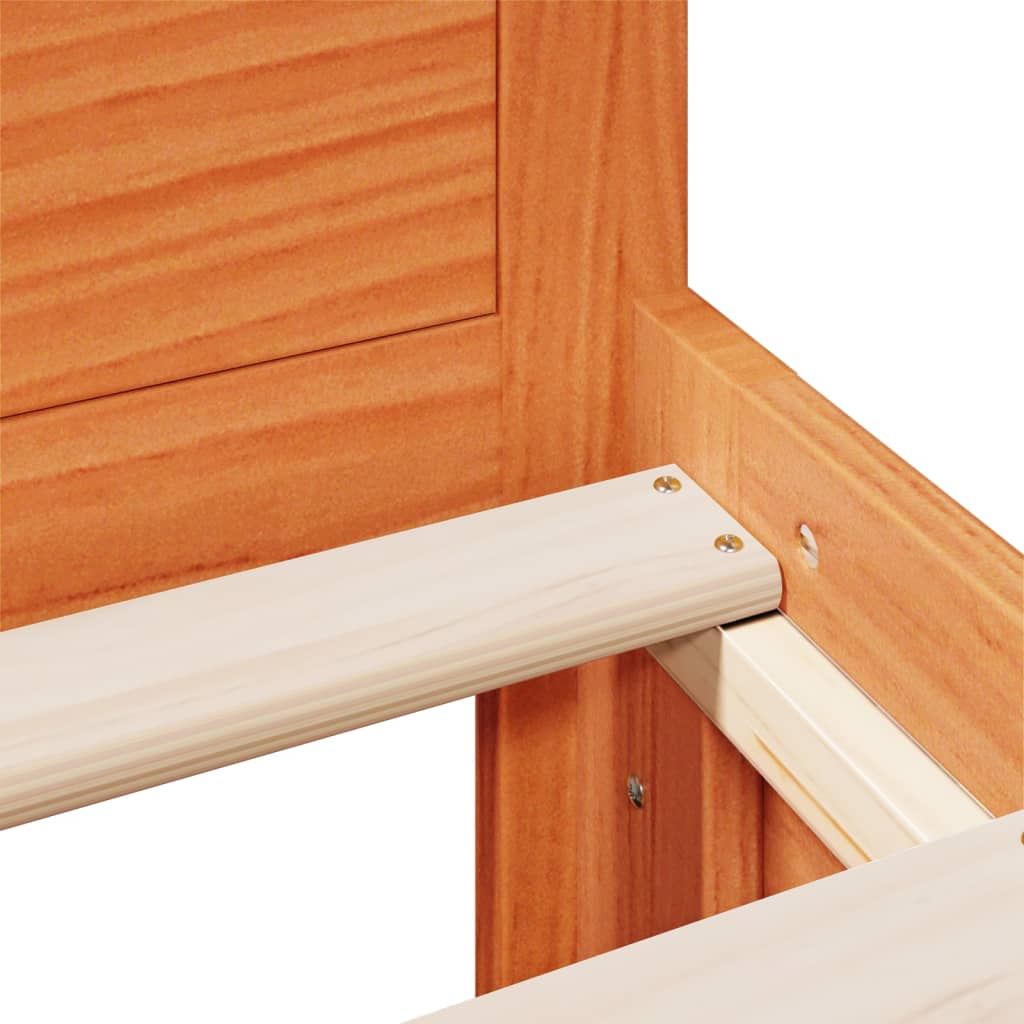 Sängram utan madrass med huvudgavel brun 120x190 cm massiv furu