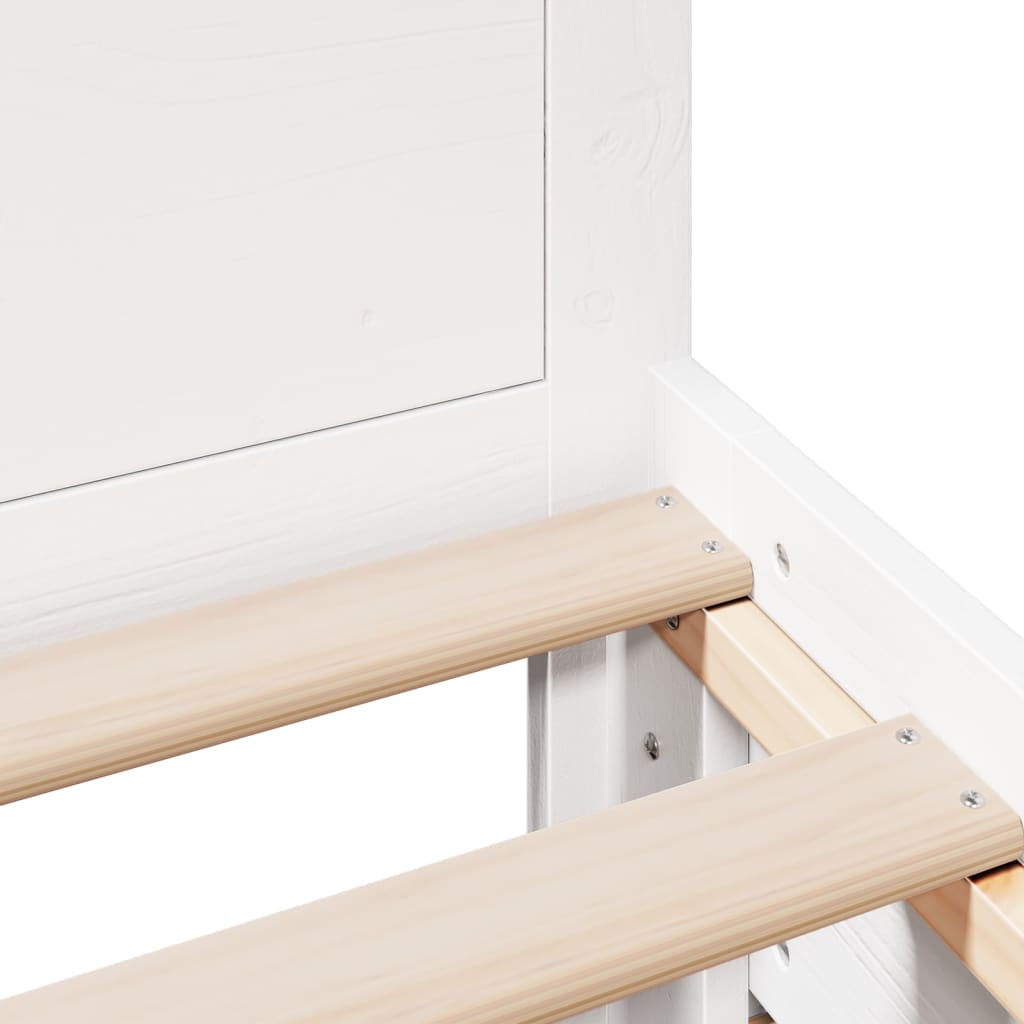 Sängram utan madrass med huvudgavel vit 90x190 cm massiv furu