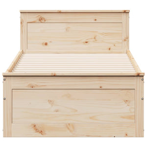 Sängram utan madrass med huvudgavel 75x190 cm massiv furu