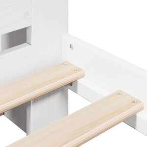 Säng med bokhylla utan madrass vit 135x190cm massiv furu