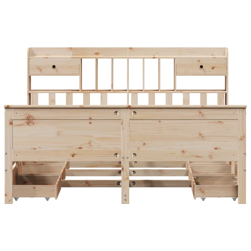 Säng med bokhylla utan madrass 180x200cm massiv furu