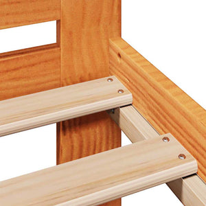 Sängram utan madrass vaxbrun 135x190 cm massiv furu