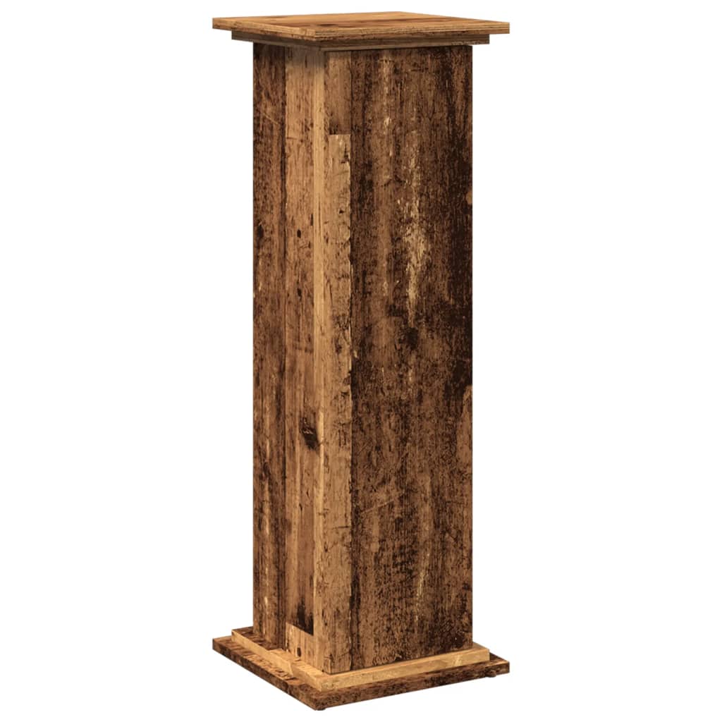 Piedestal med förvaring åldrat trä 31x30x90 cm konstruerat trä