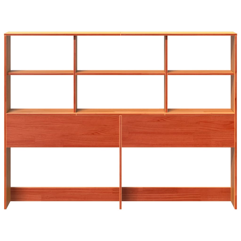 Huvudgavel med förvaring vaxbrun 120 cm massiv furu