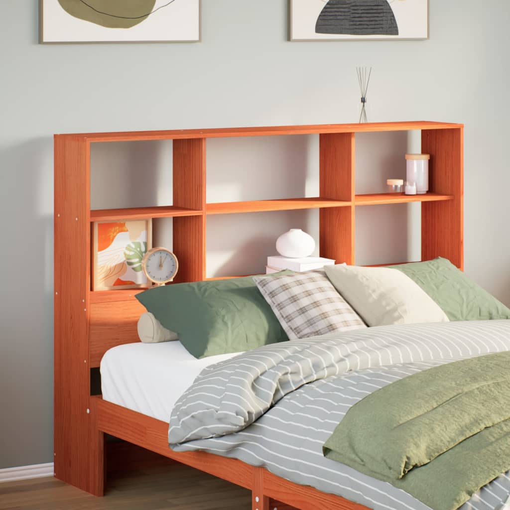 Huvudgavel med förvaring vaxbrun 120 cm massiv furu