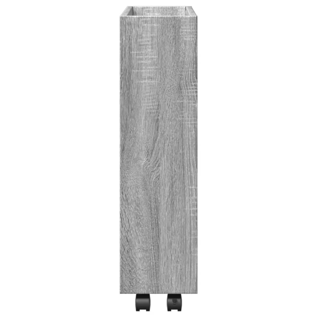 Smal förvaringsvagn 3 våningar grå sonoma konstruerat trä