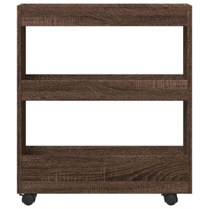 Smal förvaringsvagn 3 våningar brun ek konstruerat trä