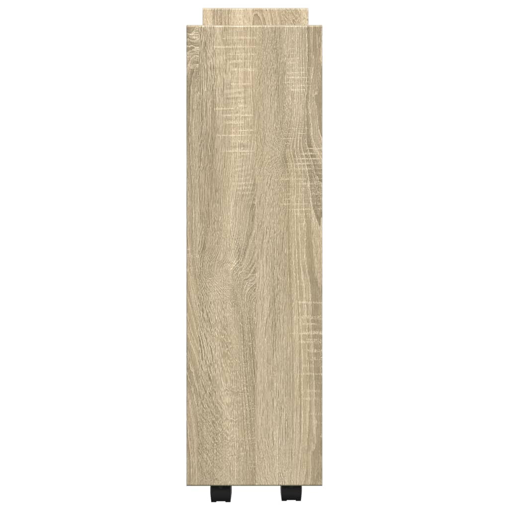 Smal förvaringsvagn 3 våningar sonoma-ek konstruerat trä