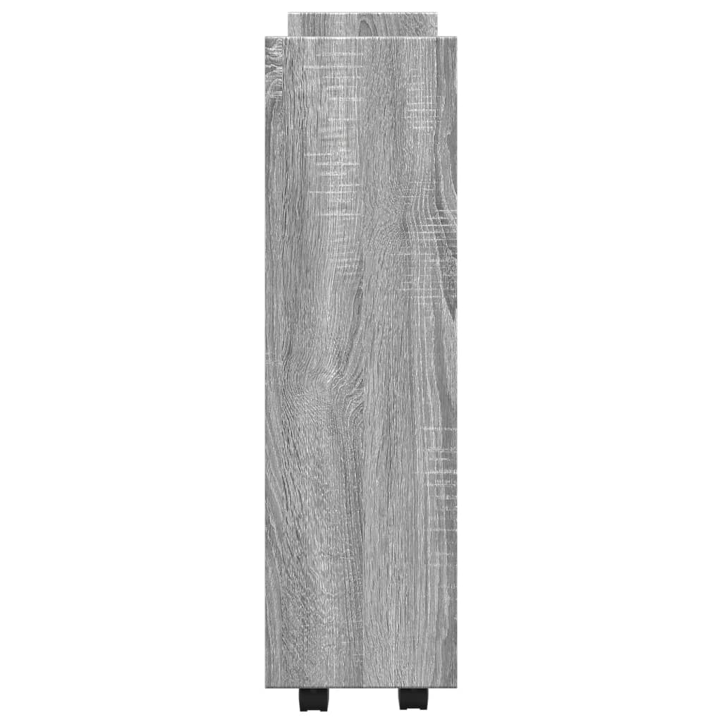 Smal förvaringsvagn 3 våningar grå sonoma konstruerat trä