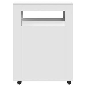 Smalt badrumsskåp med hjul vit konstruerat trä