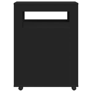 Smalt badrumsskåp med hjul svart konstruerat trä