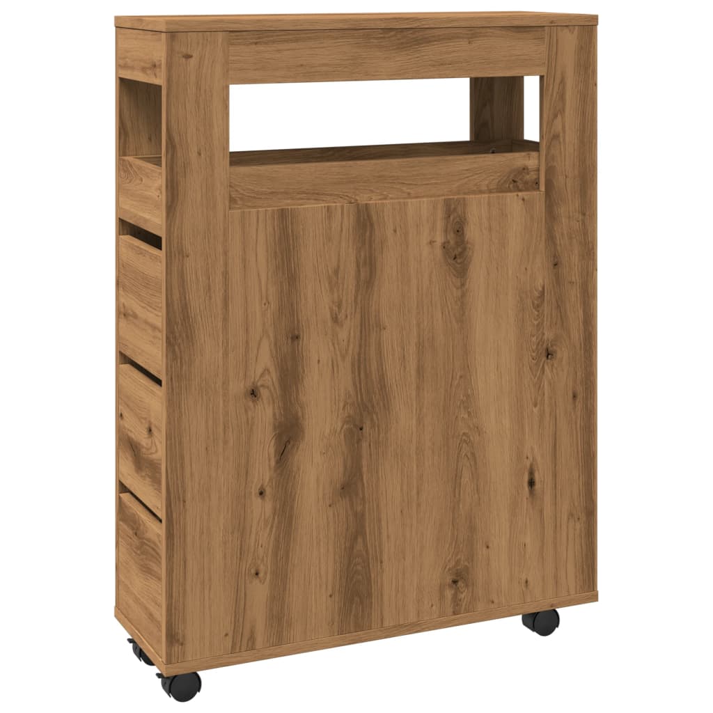 Smalt badrumsskåp med hjul ek konstruerat trä