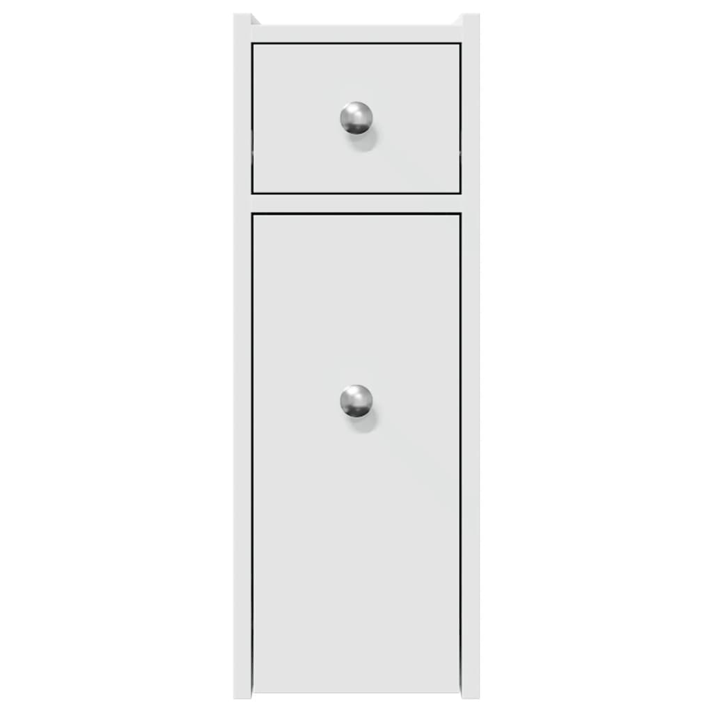 Smalt badrumsskåp med hjul vit konstruerat trä