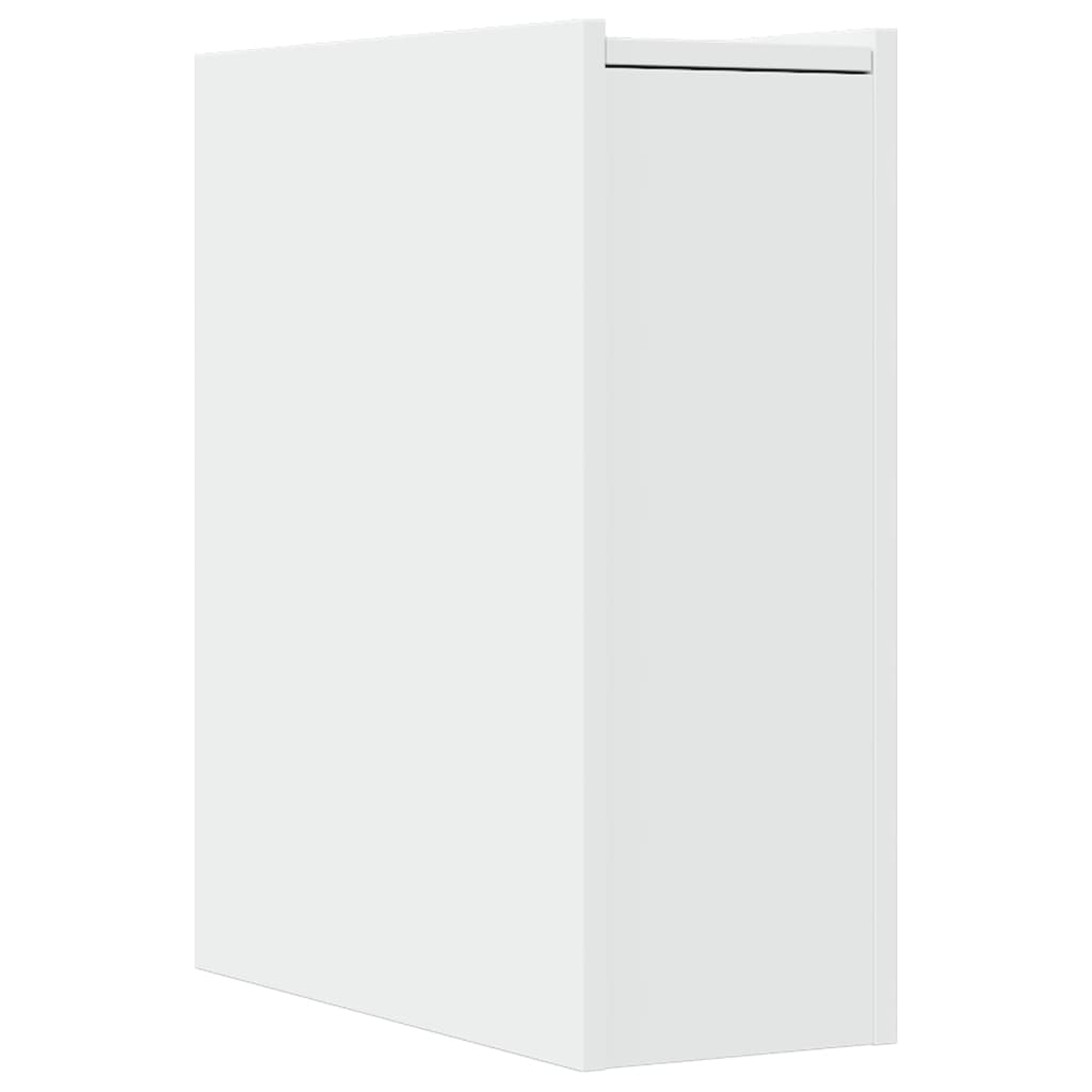 Smalt badrumsskåp med hjul vit konstruerat trä