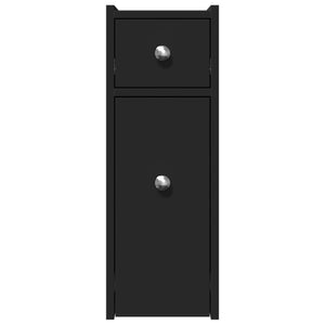 Smalt badrumsskåp med hjul svart konstruerat trä