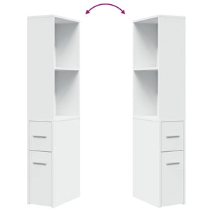 Smalt badrumsskåp med hjul vit konstruerat trä