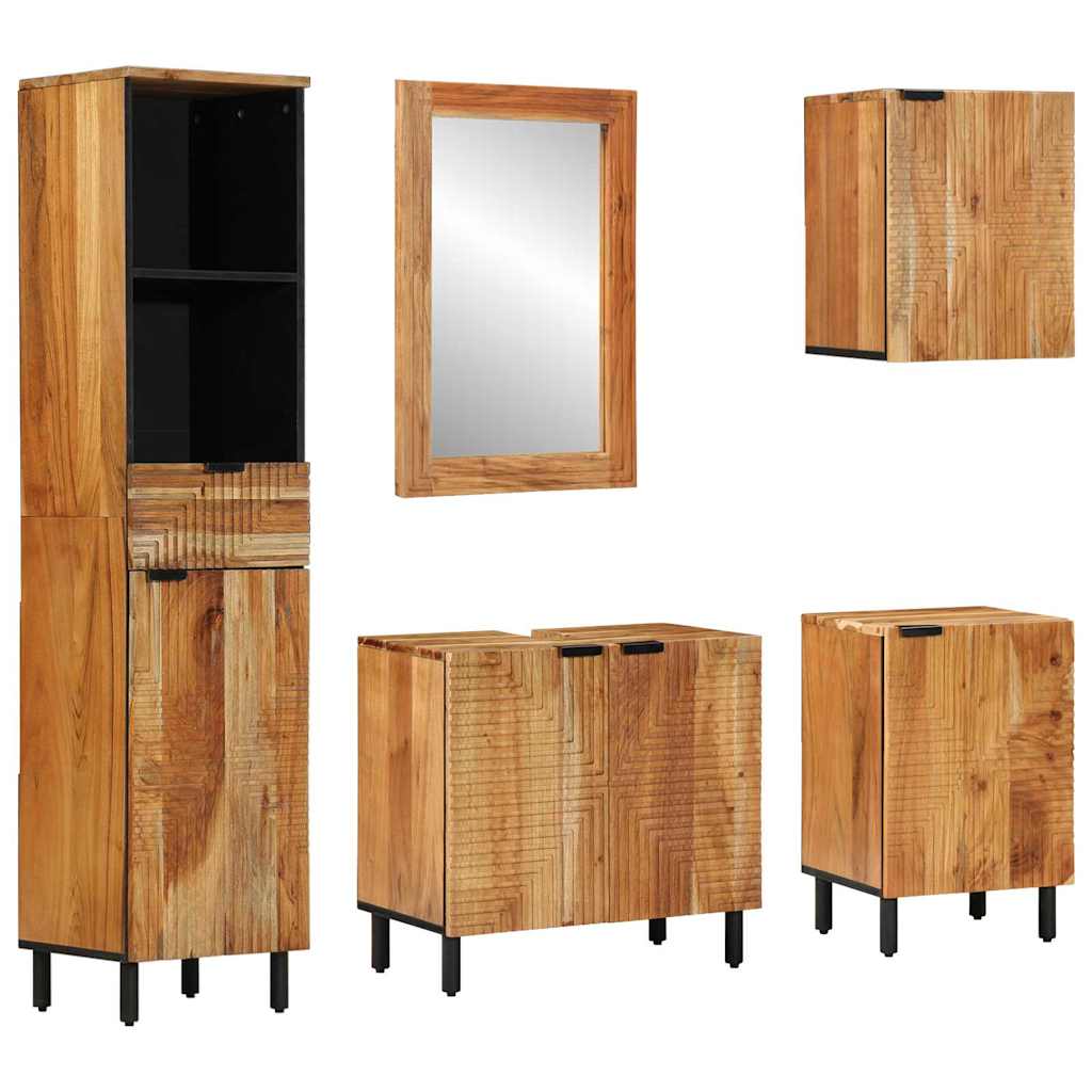 Badrumsskåpsset 5 st Naturlig 38 x 33 x 160 cm