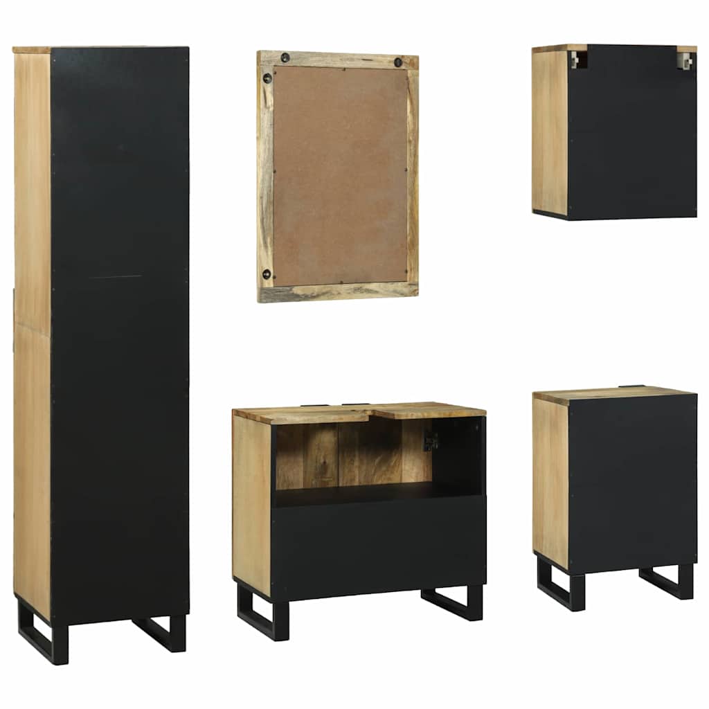 Badrumsmöbelset med låda med hylla 5 pcs Brun Konstruerat trä