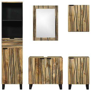 Badrumsmöbelset med låda med hylla 5 pcs Brun Konstruerat trä