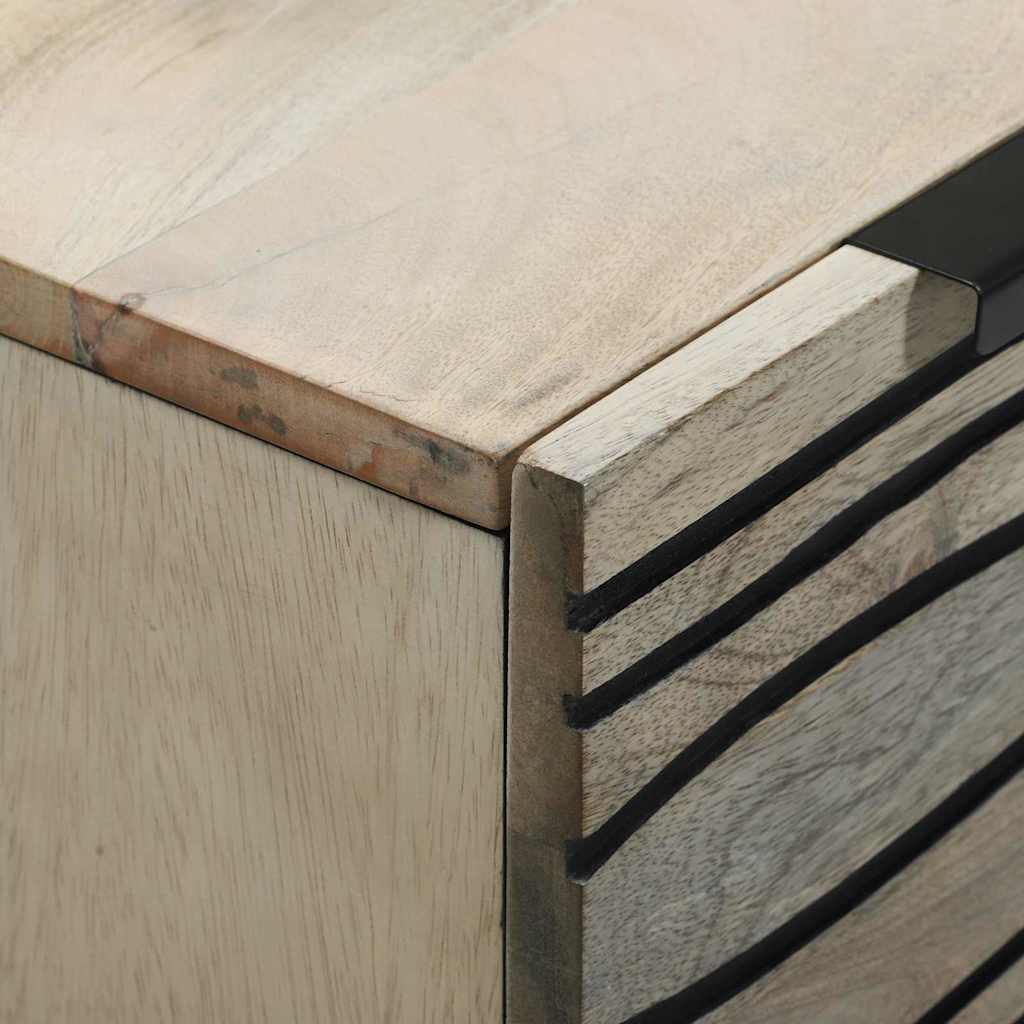 Skänksats med låda 2 pcs Vit 60 x 33,5 x 75 cm Massivt mangoträ