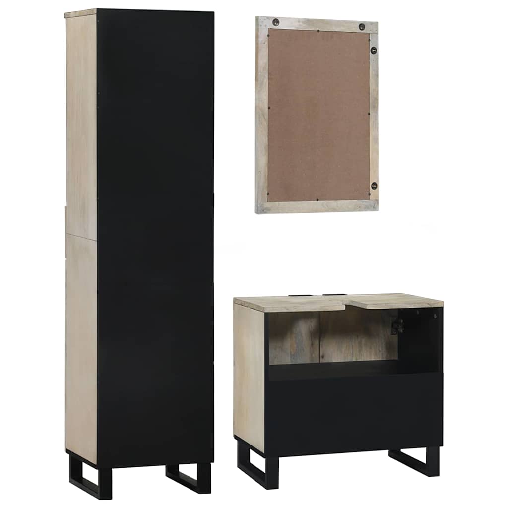 Badrumsmöbelset med låda med hylla 3 pcs Vit Konstruerat trä